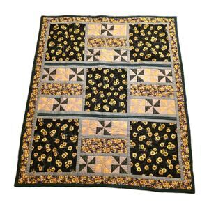 Vintage Sunflower Patchwork Quilt Farmhouse Country Grandmacore Fall Cottage